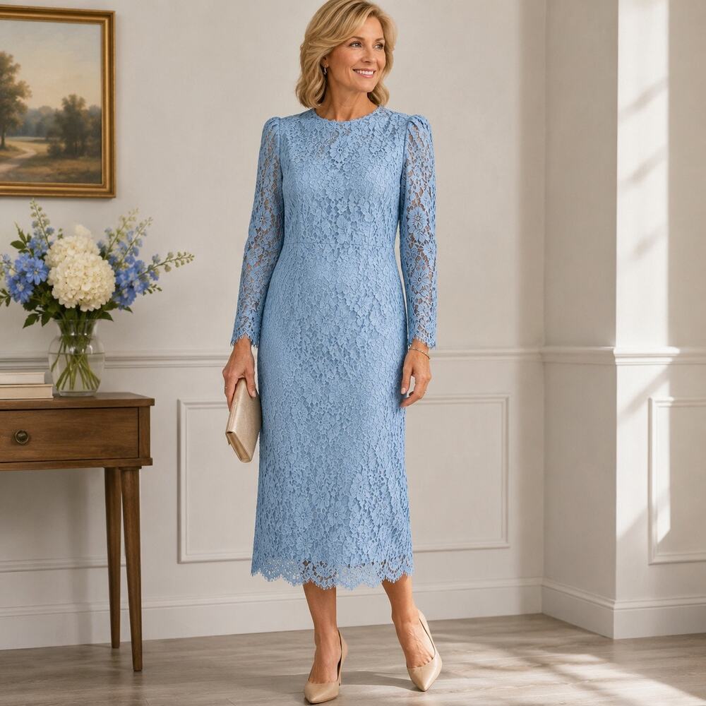 Henry Lee Pastel Blue Lace Formal Dress Sz 14 NWT